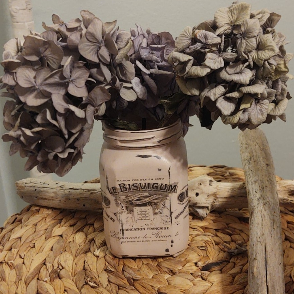 Mason jar chalk painted